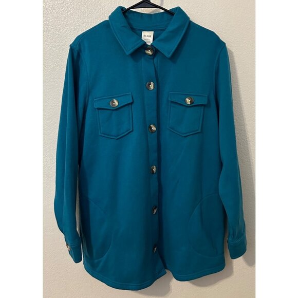 Blair Jackets & Blazers - Blair Women's Teal Button-Up Long Sleeve Shirt Jacket Shacket L Cozy Warm NWOT